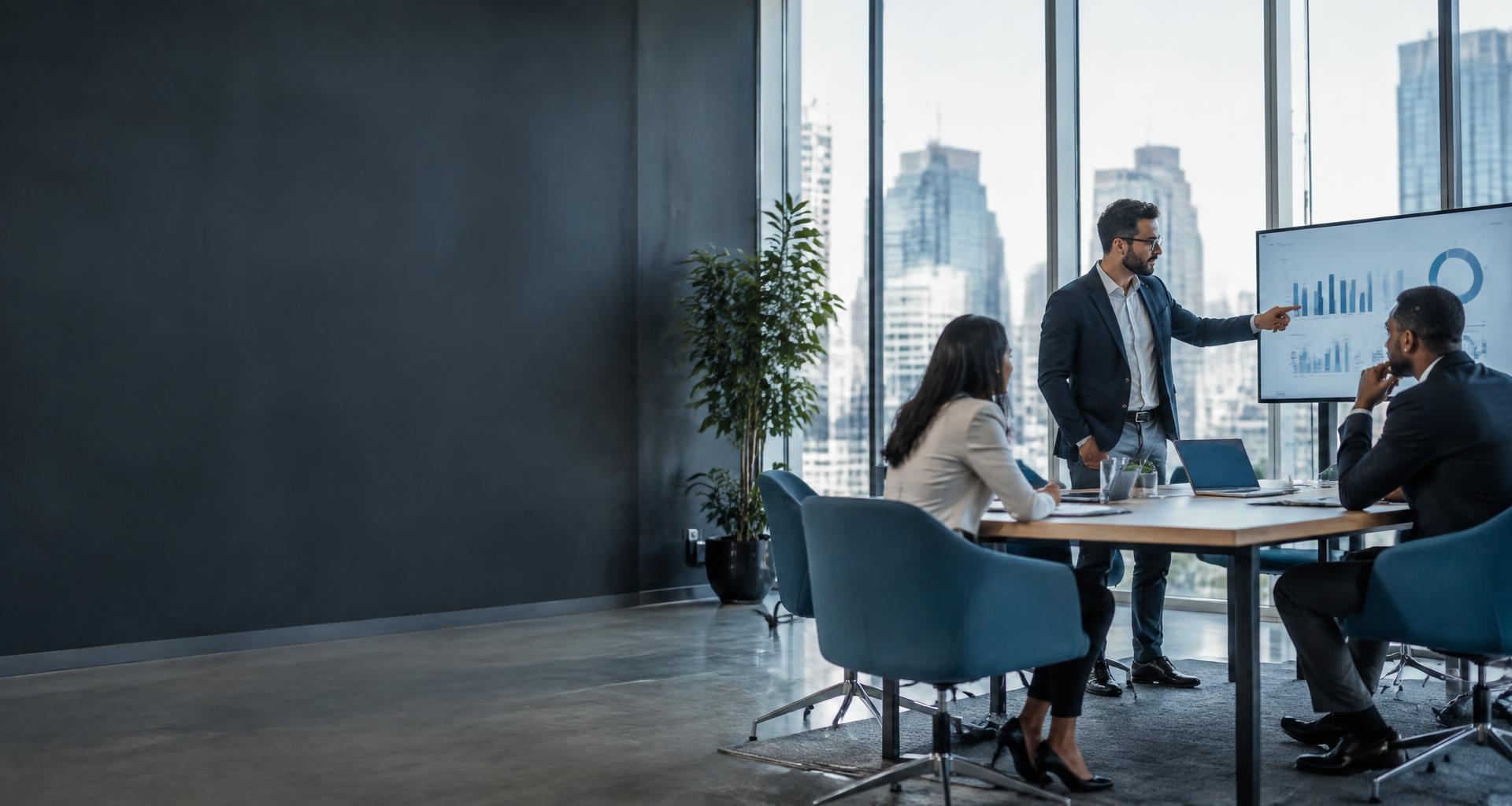 Professionals collaborating on a business growth strategy